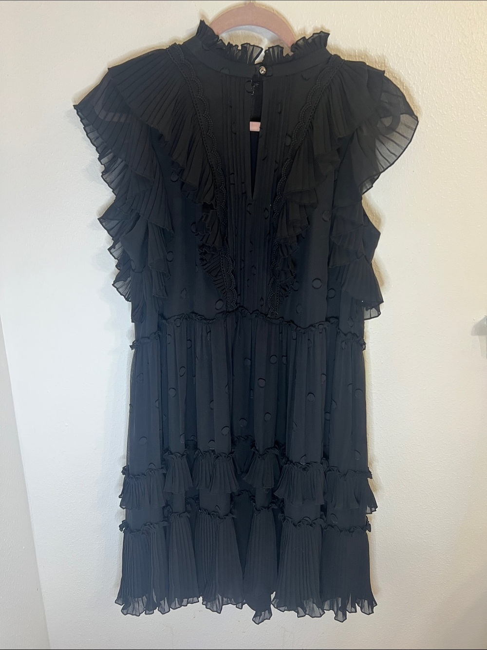 kate spade Black Ruffle & Pleat Mini Dress
